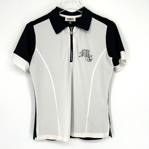 Masters Golf Polo Womens 6 Embellished Saying Athleisure Black White‎ - Picture 3 of 9